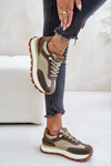 Sneakersy Damskie Na Platformie Ze Skóry Naturalnej Vinceza 41465 Beżowe