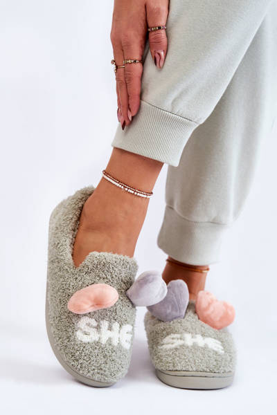 Damskie Wsuwane Papcie Z Sercami Zielone Alasca