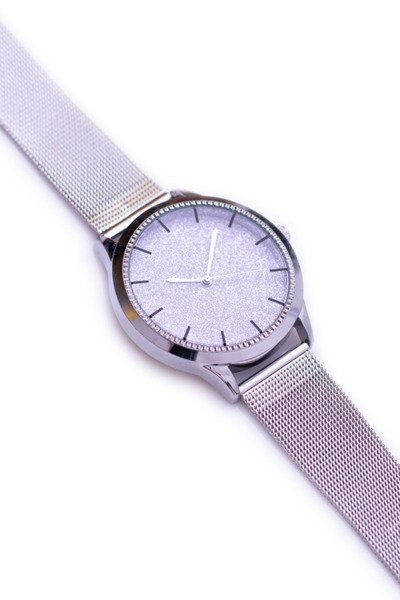 Damski Srebrny Zegarek Michael John Crux Różowy Brokat