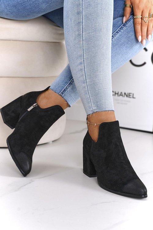 Botki Z Wycięciami Na Słupku Vinceza 21-10558 Czarne