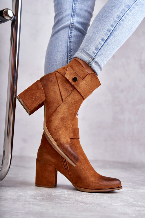 Damskie Zamszowe Botki La.Fi 260041C-SU Camel