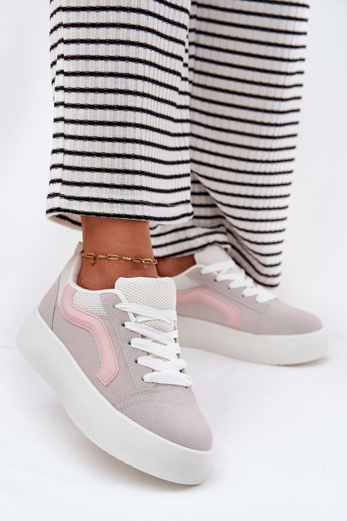 Sneakersy Damskie Na Platformie Szare Tellnira