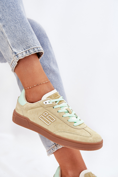 Zamszowe Buty Sportowe Sneakersy Damskie D.Franklin DFSH387005 Limonkowe