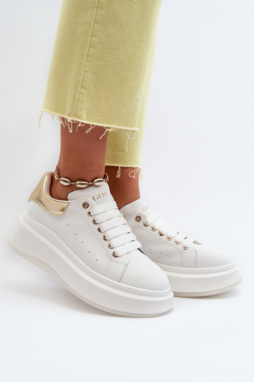 Skórzane Sneakersy Damskie GOE NN2N4031 Białe