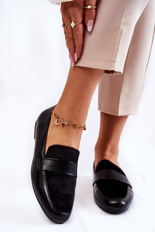 Damskie Skórzane Mokasyny La.Fi 210018B-PUF Czarne