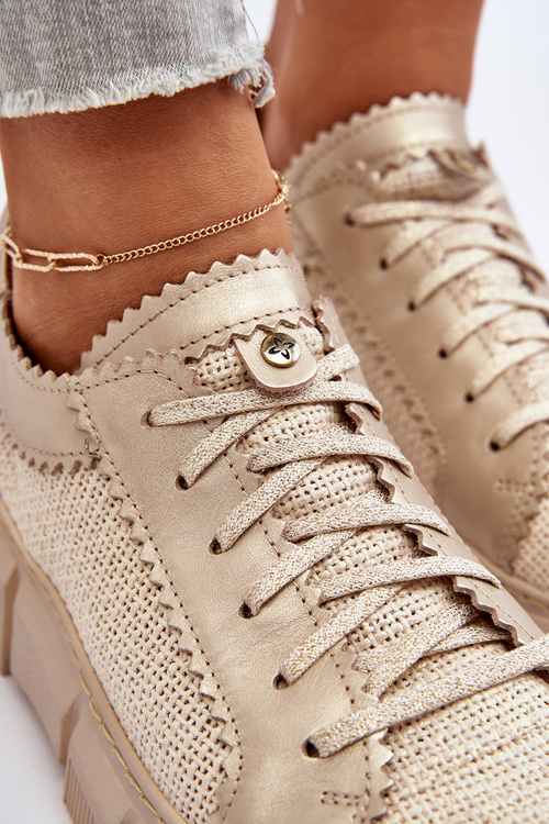 Damskie Skórzane Półbuty Maciejka 05850-22 Jasnobeżowe