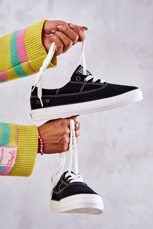 Materiałowe Damskie Tenisówki Big Star KK274019 Czarne