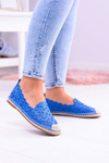 Lu Boo Damskie Baleriny Granatowe Espadryle w Kwiaty Macarena