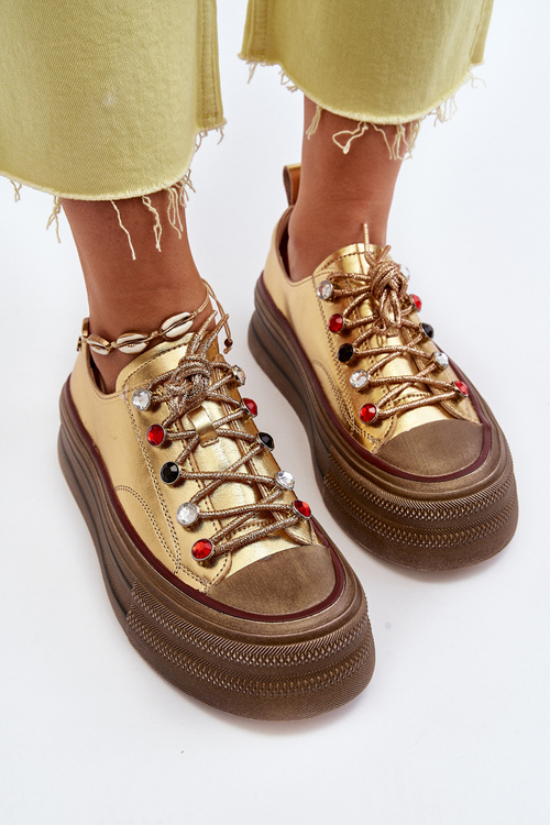 Damskie Trampki Na Platformie GOE NN2N4055 Złote