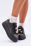 Sneakersy Damskie Z Przypinkami Czarne Grelesi