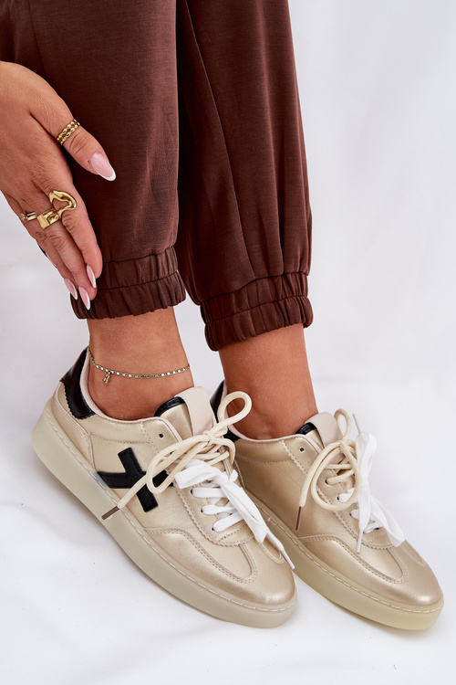 Niskie Buty Sportowe Damskie Złote Zelevelis