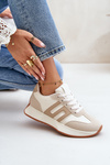 Sneakersy Buty Sportowe Na Platformie Damskie Beżowe Thari 