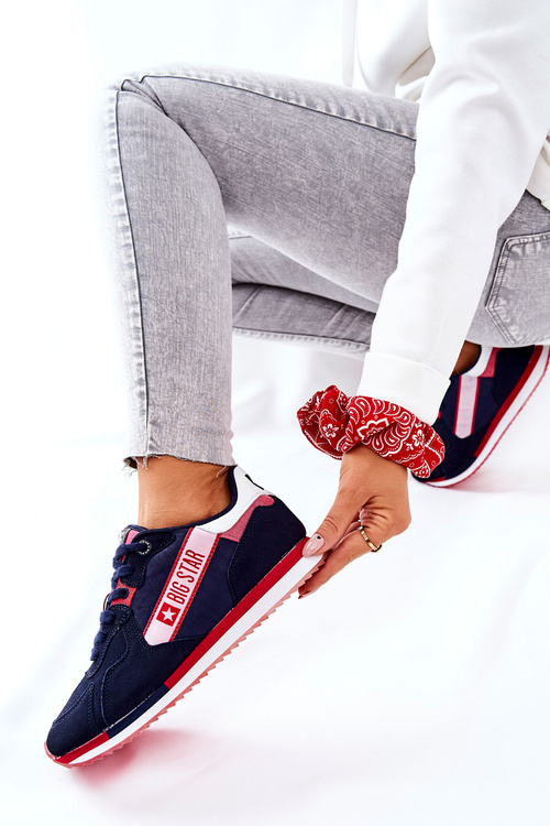 Skórzane Sportowe Buty Big Star II274270 Granatowe