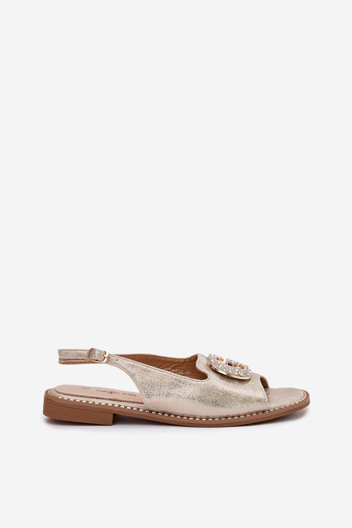 Sandały Damskie Z Ozdobnym Detalem S.Barski KV51-081 Złote