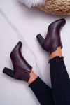 Botki Damskie Na Obcasie Sergio Leone Bordowe BT518