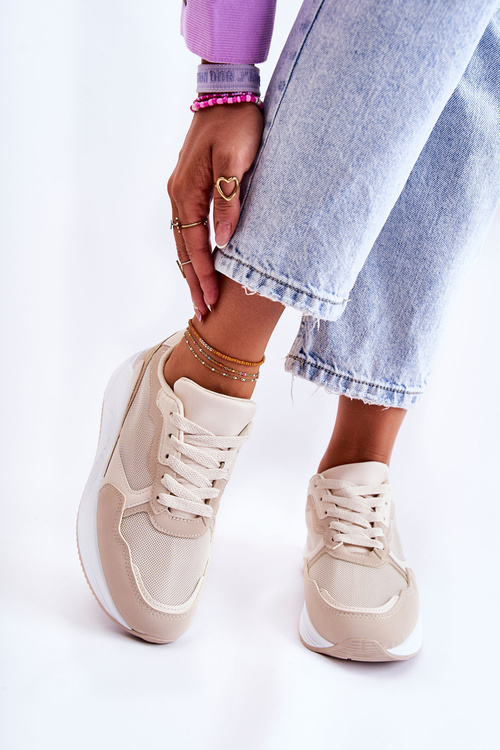 Klasyczne Damskie Sneakersy Beżowe Salema