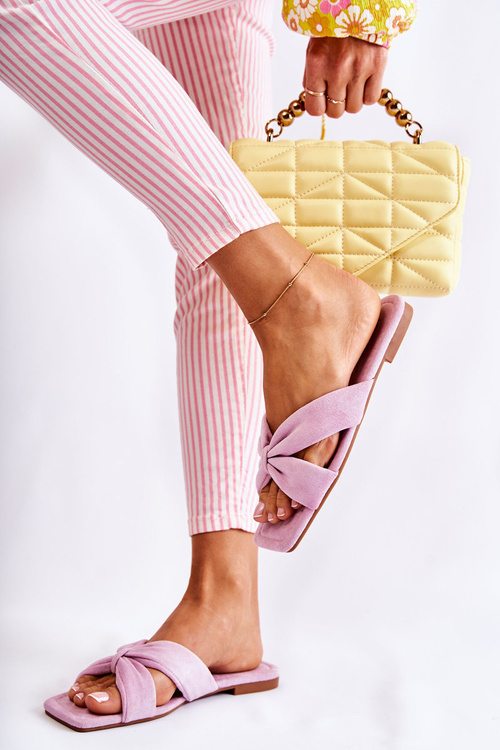 Damskie Welurowe Klapki Jasnofioletowe Vanilla Sky