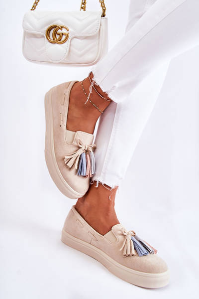 Damskie Tenisówki Trampki Slip-On Beżowe Venira