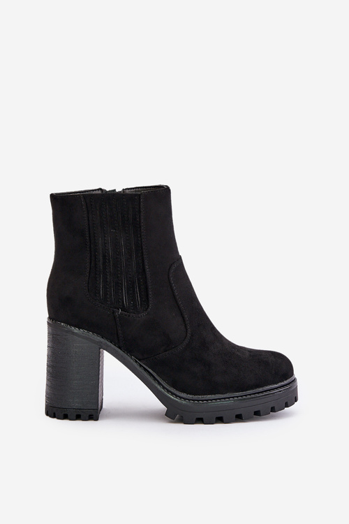 Botki Na Słupku Z Eko Zamszu Czarne Mesiella