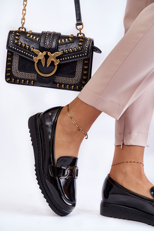 Lakierowane Mokasyny Na Platformie Czarne Abisso