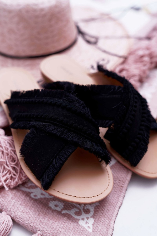 Klapki Damskie Materiałowe Vices 7269 Czarne Jamen