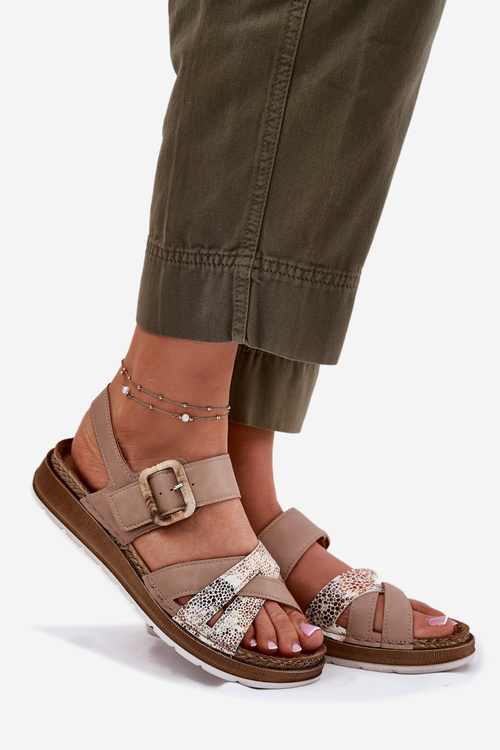 Sandały Damskie Z Klamrą Inblu GS000056 Beżowe