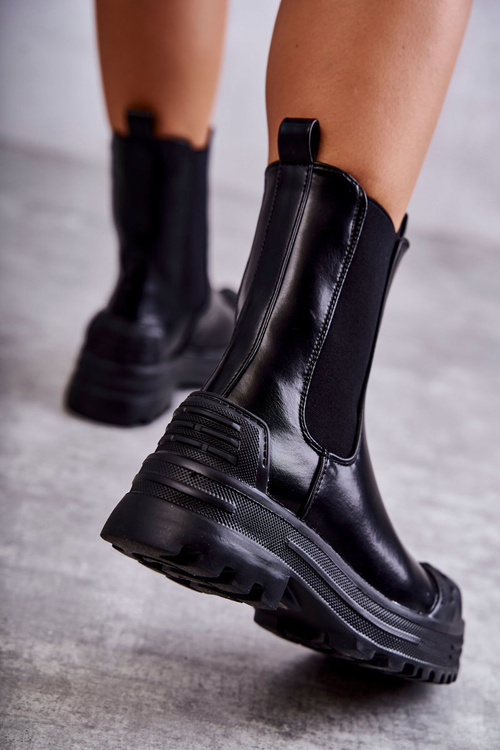 Klasyczne Wysokie Workery Botki Czarne Bassti