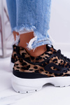 Sportowe Damskie Czarne Buty Leopard Faqundo