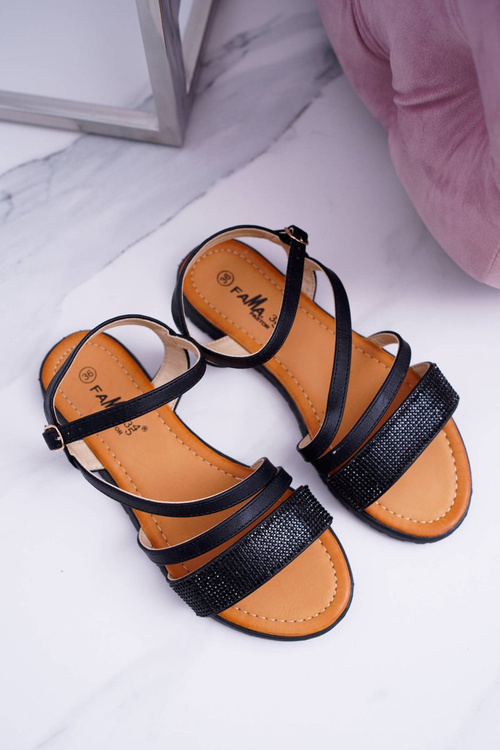 Czarne Eleganckie Damskie Sandałki Noemie