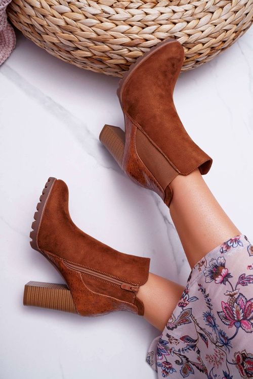 Botki Damskie Na Obcasie Camel Mondego