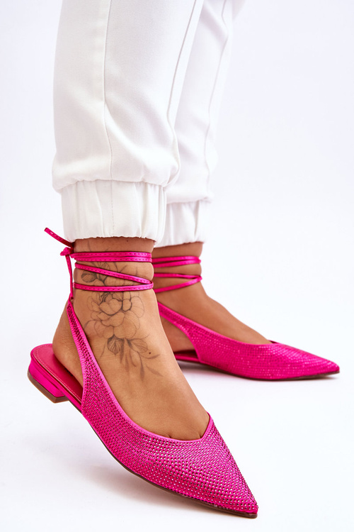 Wiązane Baleriny Z Dżetami Fuksja Mavis