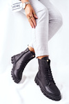 Damskie Skórzane Botki Nicole 2673 Czarne