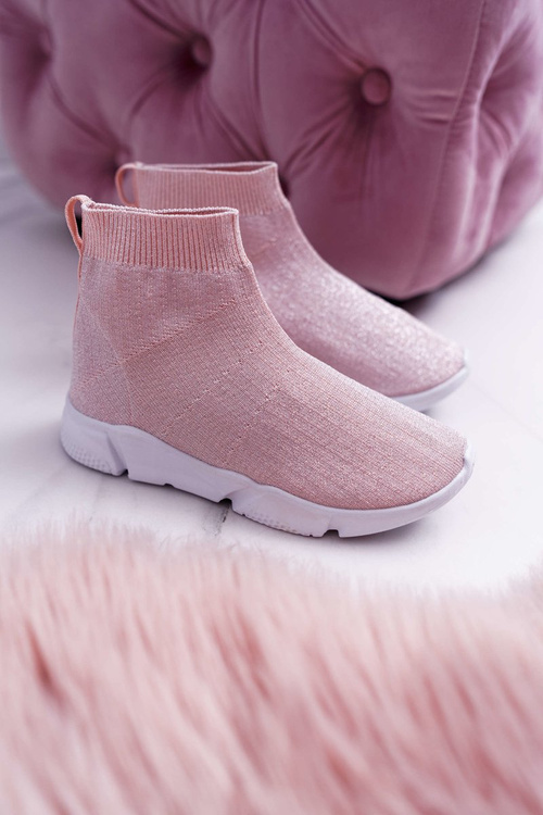 Dziecięce Młodzieżowe Obuwie Sportowe Brokatowe Różowe Deva