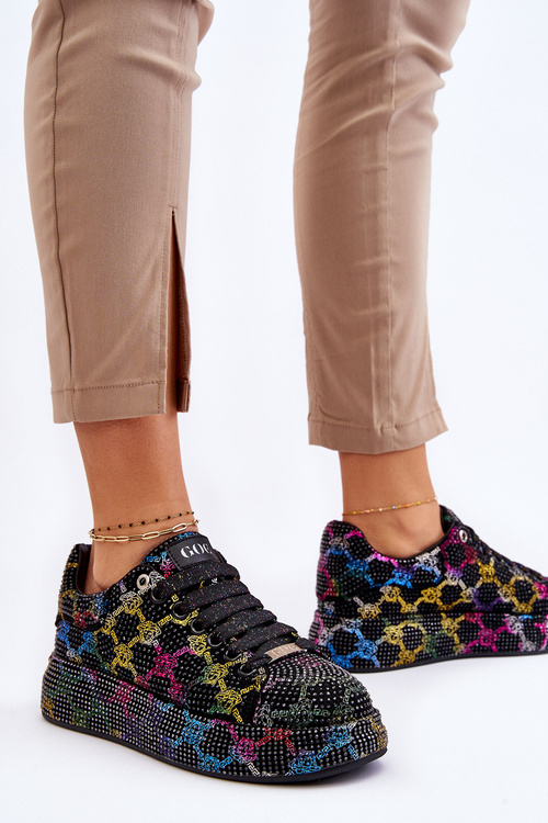 Damskie Buty Sportowe Z Dżetami GOE LL2N4010 Czarne
