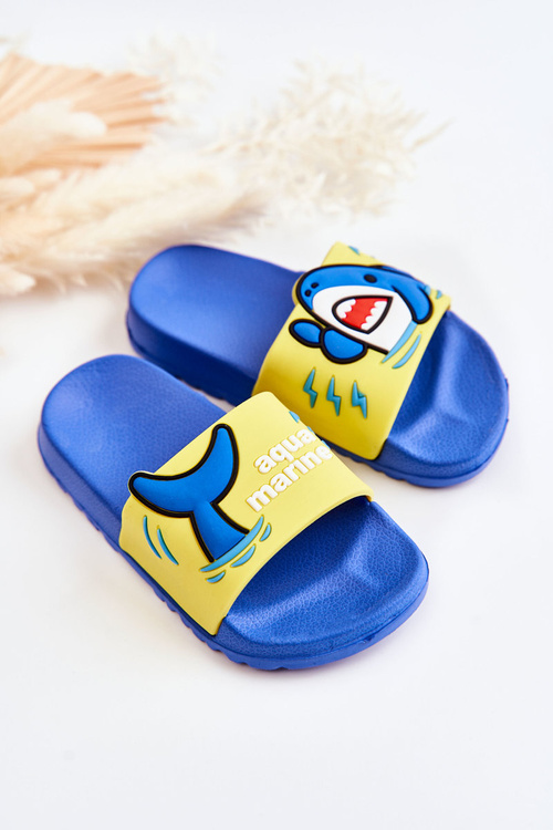 Lekkie Dziecięce Klapki Żółto-Niebieskie Sharky