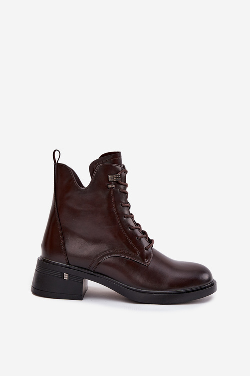 Ocieplane Botki Damskie Na Klocku Vinceza 58602 Czekoladowe