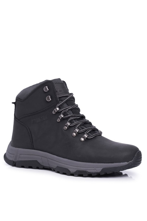 Buty Trekkingowe Męskie Skórzane Big Star Czarne EE174201