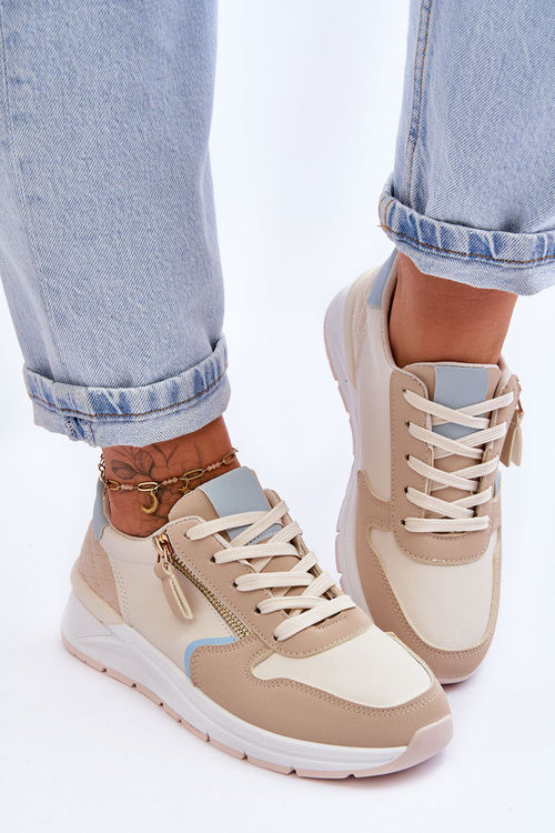 Damskie Sportowe Buty Z Suwakiem Beżowe Larisa