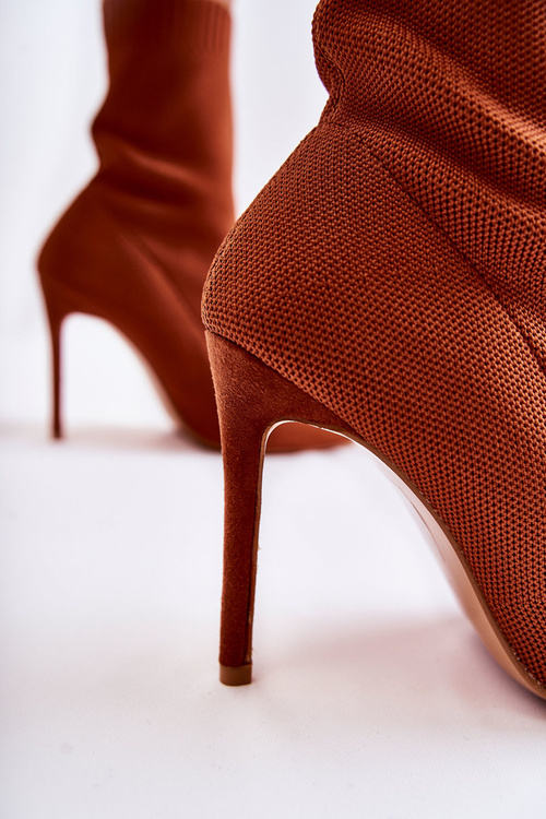 Damskie Wysokie Botki Ze Skarpetą Na Szpilce Camel Luisell