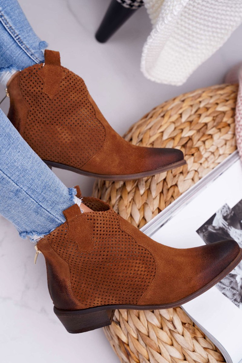 Botki Damskie Brązowe Skórzane Exquisite 1166