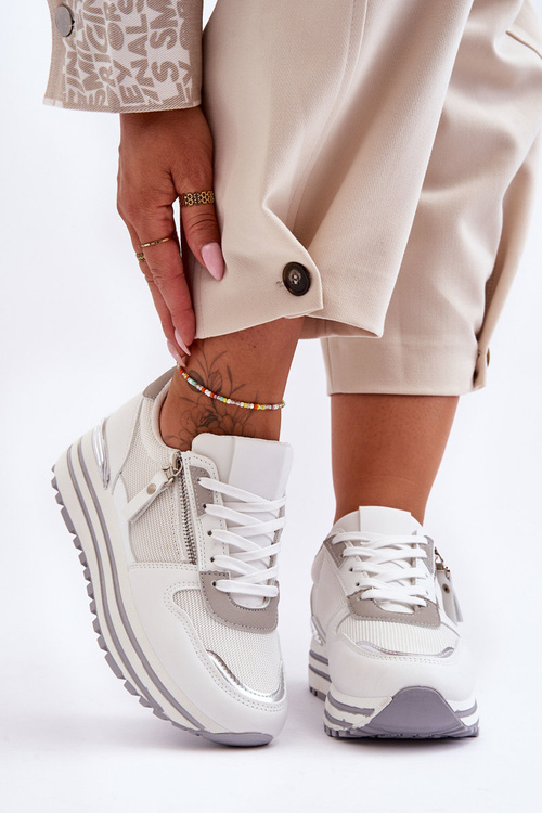 Damskie Buty Sportowe Z Ozdobnym Zamkiem Białe Cairo