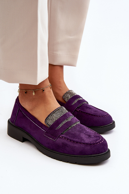 Damskie Zdobione Mokasyny Fioletowe Dananei