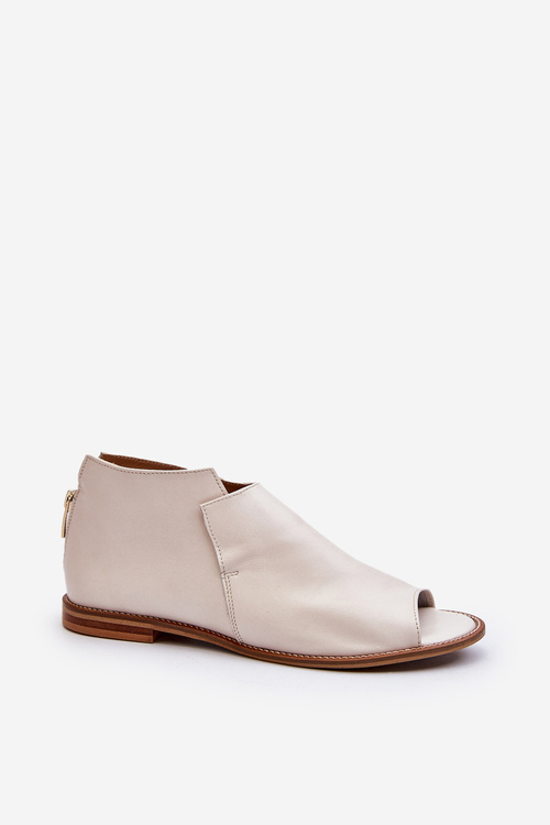 Damskie Skórzane Sandały Laura Messi 2443 Białe