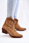Damskie Botki W Szpic Lewski Shoes 3236 Beżowe