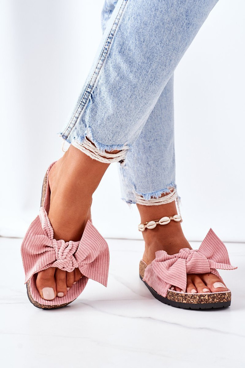 Sztruksowe Klapki Na Korku Różowe Summertime