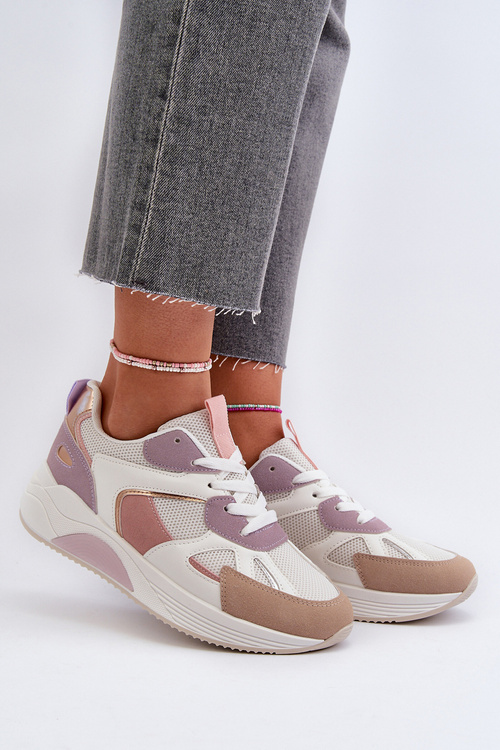 Sneakersy Damskie Na Platformie Fioletowe Lenivia