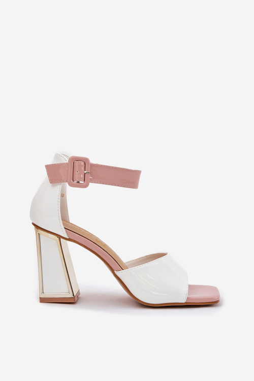 Lakierowane Sandały Damskie Na Słupku Vinceza 20266 Białe