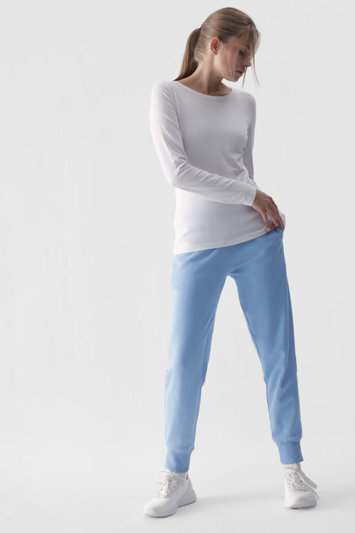 Gładka Koszulka Z Długim Rękawem Longsleeve 4F 4FWMM00TLONF376-10S Biała