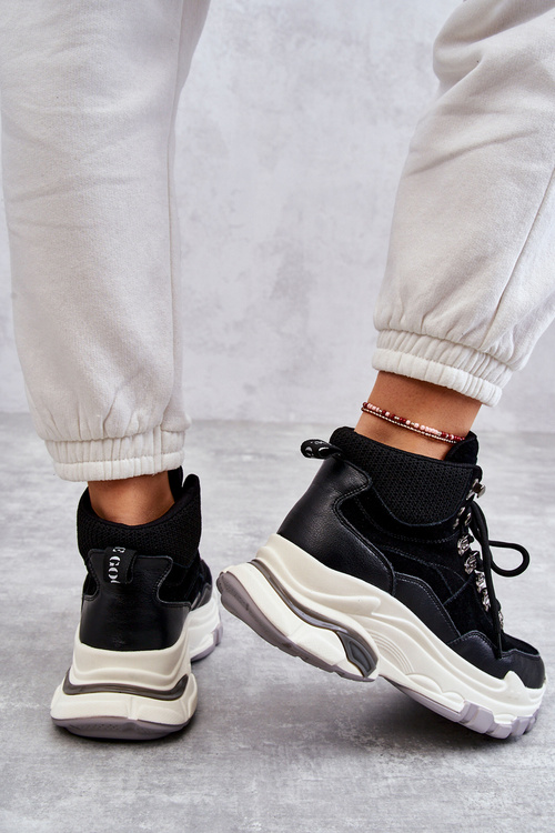 Damskie Wysokie Buty Sportowe GOE KK2N4098 Czarne