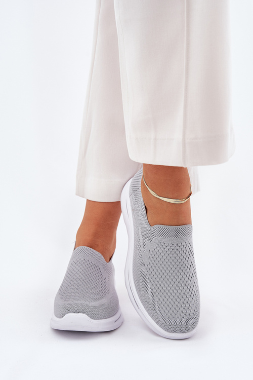 Damskie Tenisówki Materiałowe Wsuwane Szare Adiora